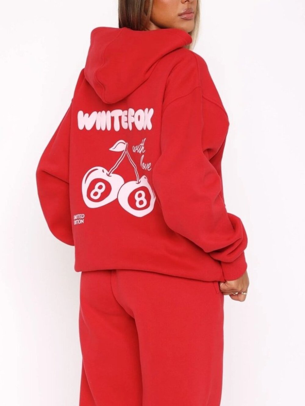 White Fox Boutique Red Track Pants & Hoodie Set